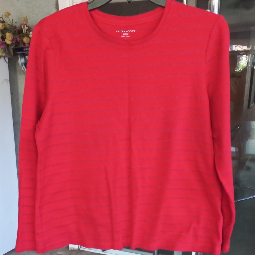 Laura Scott Vibrant Red Crew Neck Top